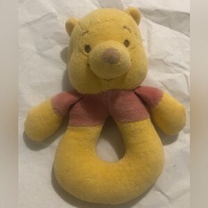 Rare Winnie The Pooh Rattle Plush Grasping Ring Circle Stuffed Animal Toy Lovey